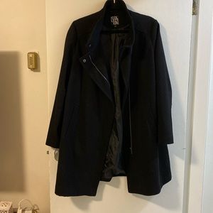Black dress coat with zipper